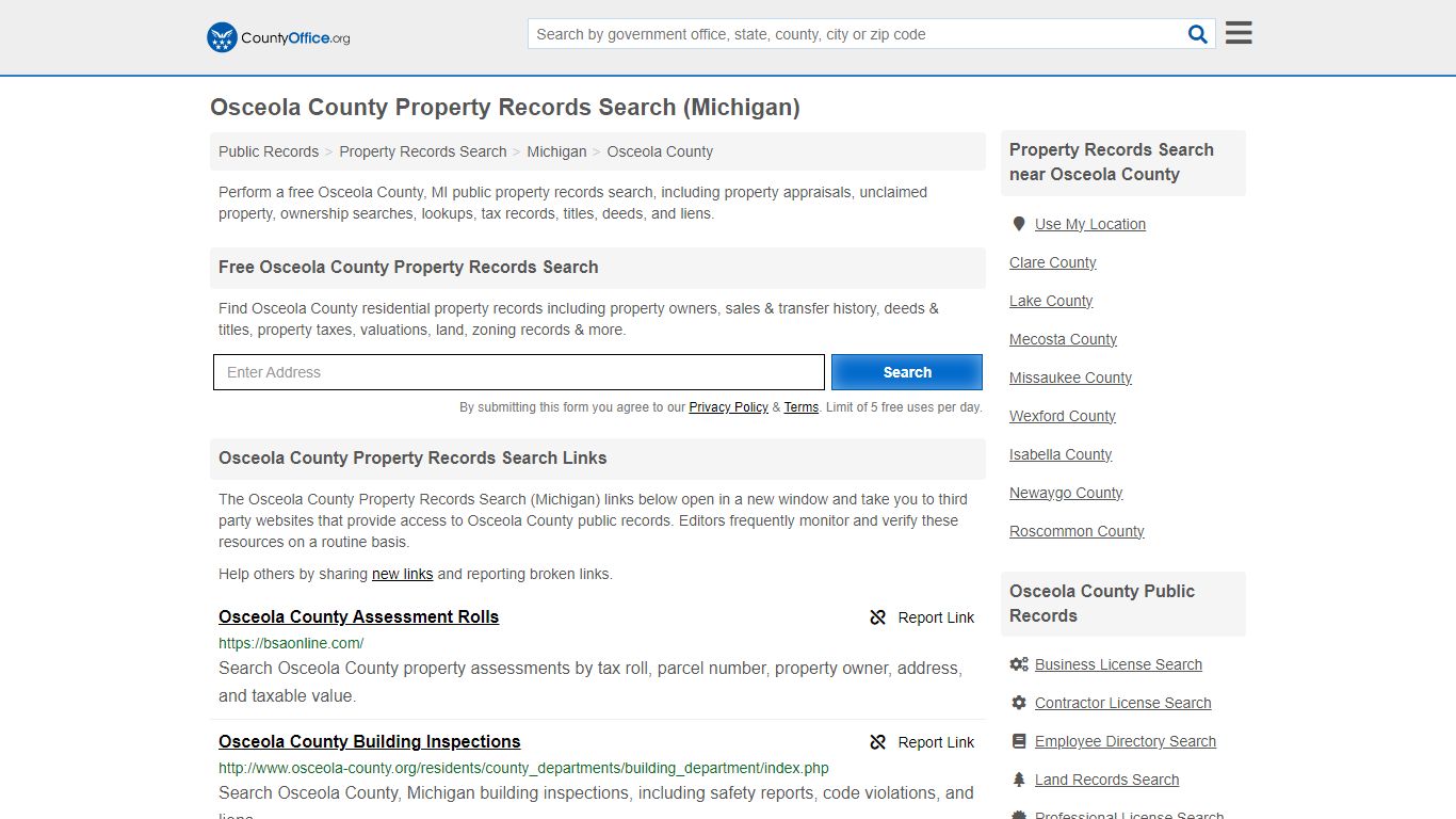 Osceola County Property Records Search (Michigan) - County Office